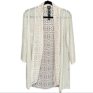 Travelers by Chico off-white open cardigan w/lace Chico’s size 1 (US 8-1…